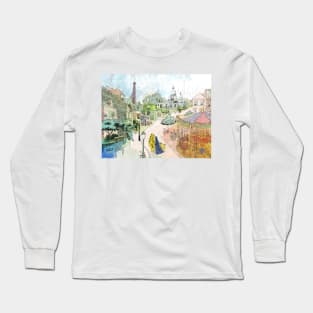 Madeline Paris Street Watercolor Long Sleeve T-Shirt